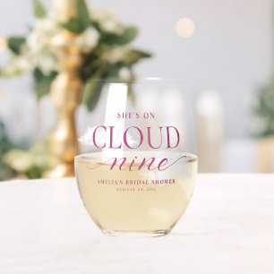 Verre À Vin Sans Pied Tapisserie Rose de Fête de Fiançailles She's On Cl