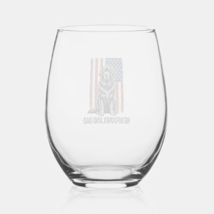 Verre À Vin Sans Pied Terre-Neuve Papa Chien Patriotique Vintage