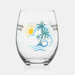 Verre À Vin Sans Pied Texte personnalisé Îles tropicales