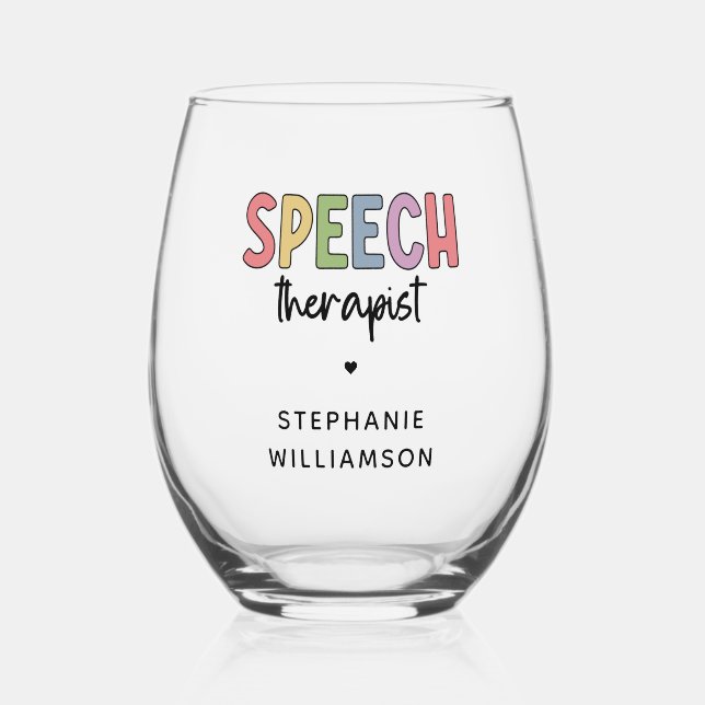 Verre À Vin Sans Pied Thérapeute de la parole personnalisée SLP (Recto)