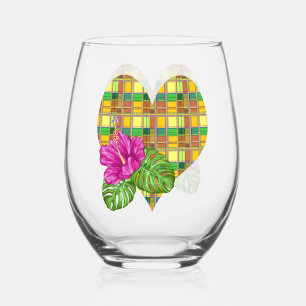 Verre À Vin Sans Pied Tissu coloré des Caraïbes Madras Tartan