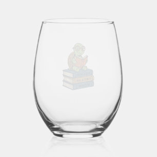 Verre À Vin Sans Pied Tortue mignonne lisant sur des livres Vintage Vect