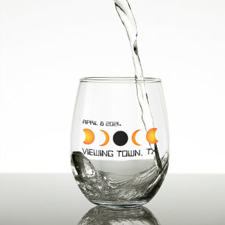 Verre À Vin Sans Pied Total Solaire Eclipse 2024 Personnalisé