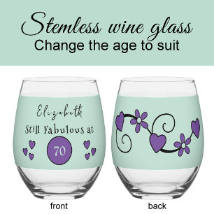 Verre À Vin Sans Pied Toujours fabuleuse à 70 ans nom violet vert