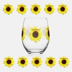 Verre À Vin Sans Pied Tournesols Gros Bright Photographic Botanique