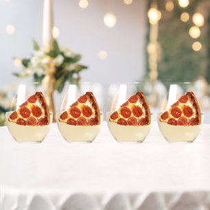 Verre À Vin Sans Pied tranche de pizza pepperoni classique de SlipperyJo