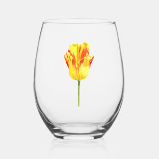 Verre À Vin Sans Pied Tulipe jaune et rouge