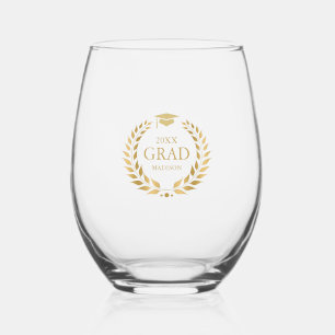 Verre À Vin Sans Pied Typographie Gold Laurel Wreath