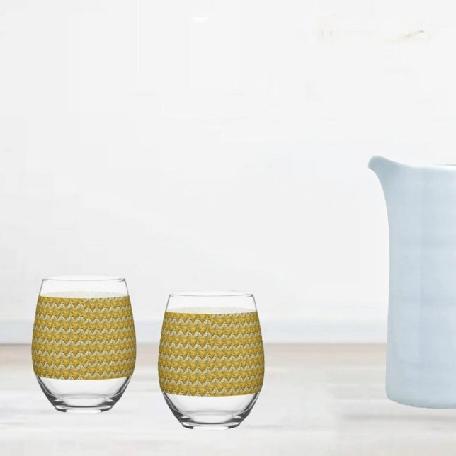 Verre À Vin Sans Pied Une Lumière D'Amour (Glittering, hearts pattern, in these elegant, Stemless Wine Glasses!)