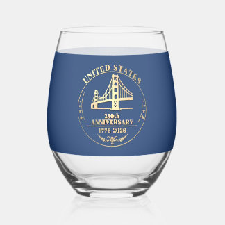 Verre À Vin Sans Pied USA 250th Anniversary Golden Gate Gold design