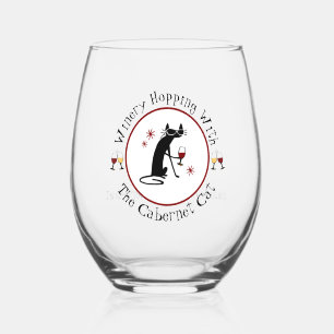 Verre À Vin Sans Pied Vaisseau Avec Chat Cabernet