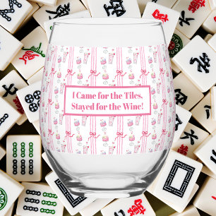 Verre À Vin Sans Pied Venu pour les carreaux, Resté pour le vin Mahjong 