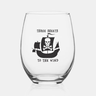 Verre À Vin Sans Pied Verre de vin pirate Trois feuilles au vent