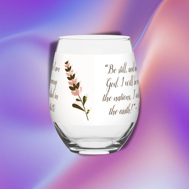 Verre À Vin Sans Pied Verse biblique Simple Botanique Brown et rose | (Créateur téléchargé)