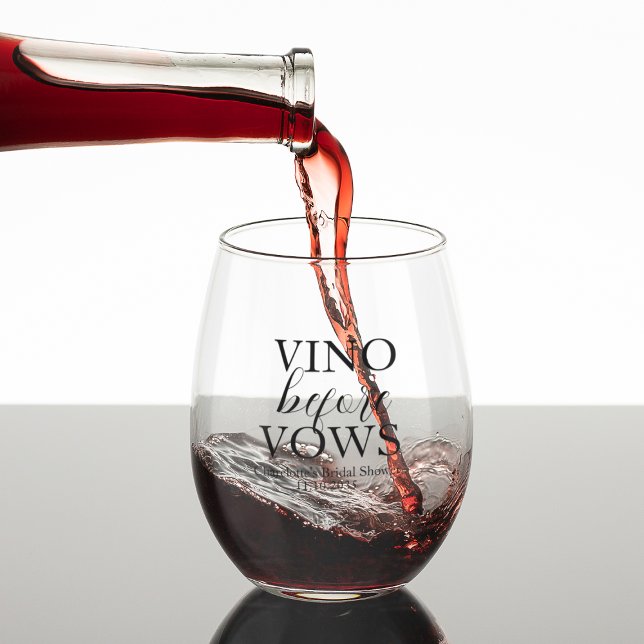 Verre À Vin Sans Pied Vino avant les Voeux Mariage sur mesure (Vino Before Vows Custom Bridal Shower Stemless Wine Glass
)