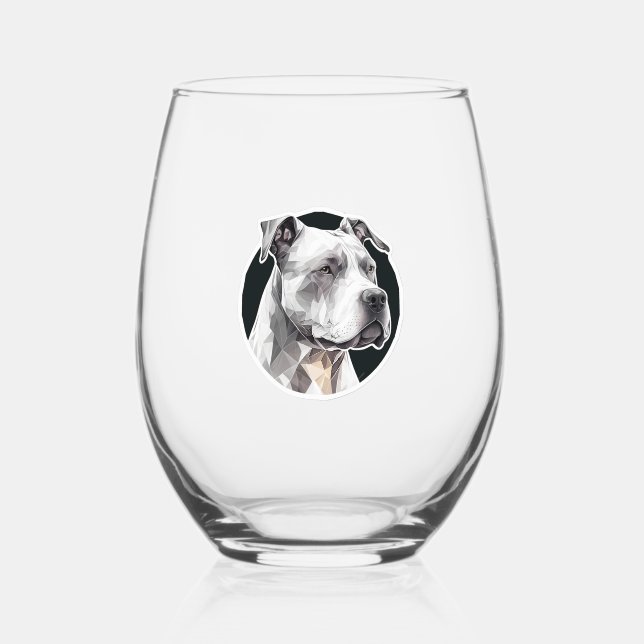 Verre À Vin Sans Pied Visage de chien Pitbull (Recto)