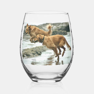 Verre À Vin Sans Pied Votre photo de chien avec des Empreintes de pattes