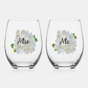 Verre À Vin Sans Pied White Hydrangea Mr et Mrs Stemless Wine Glass