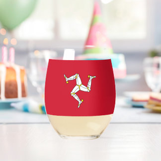 Verre À Vin Sans Pied Wine Glass with flag of Isle of Man, UK