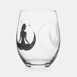 Verre À Vin Sans Pied YOGA et Motif d'astronomie Gold