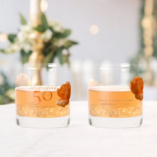 Verre À Whisky 50e anniversaire mariage personnaliser pêche rose