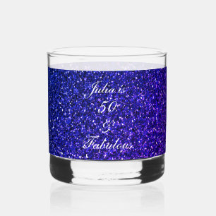 Verre À Whisky 50e anniversaire Parties scintillant bleue Cadeau 