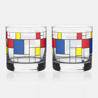 Verre À Whisky Art Moderne Géométrique Minimaliste De Stijl Mondr