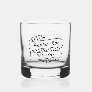 Verre À Whisky Bannière de ruban dessinée à la main