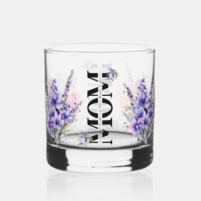 Verre À Whisky Beau Cadeau Pour Maman Aquarelle Lavande Floral (Recto)