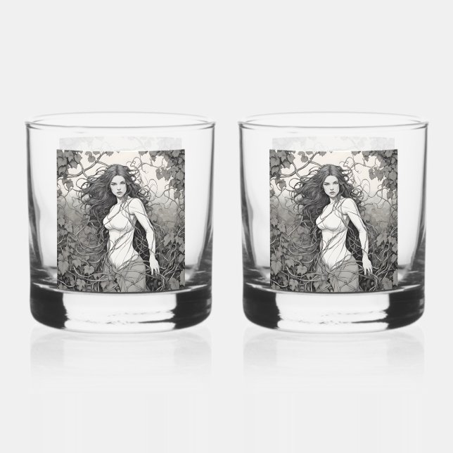 Verre À Whisky Belle Brunette Femme En Vins Dessin (Recto)