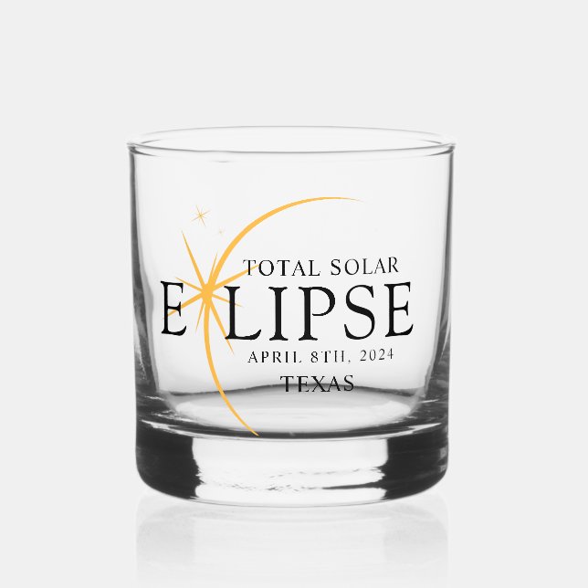 Verre À Whisky Black & Gold 2024 Texas Total Solar Eclipse (Recto)