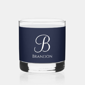 Verre À Whisky Bleu marine Nom personnalisé et monogramme