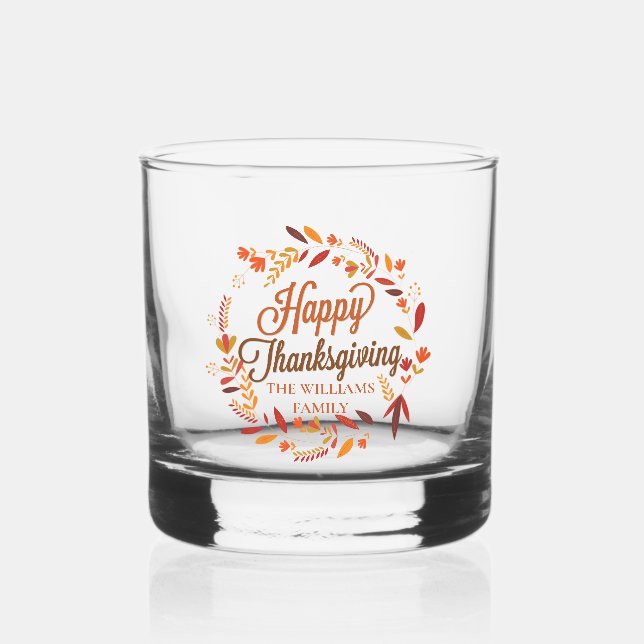 Verre À Whisky Bon thanksgiving Cute Feu d'automne personnalisé (Recto)