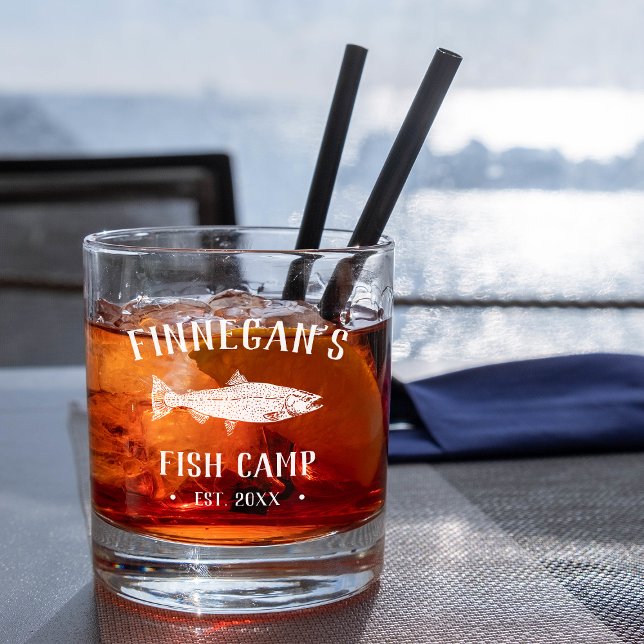 Verre À Whisky Cabine de pêche rustique marine et blanche Personn (Créateur téléchargé)