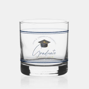 Verre À Whisky Cadeau de Remise des Diplômes Élégant Bleu Marine