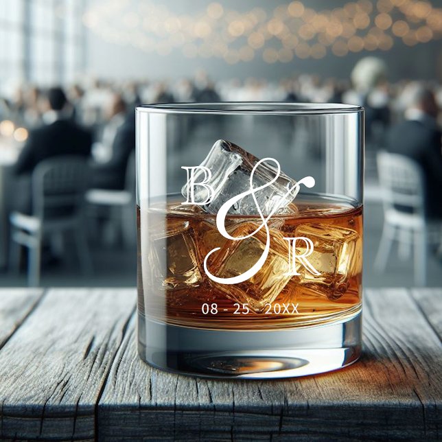 Verre À Whisky Calligraphie blanche personnalisée Nom des deux in (Créateur téléchargé)