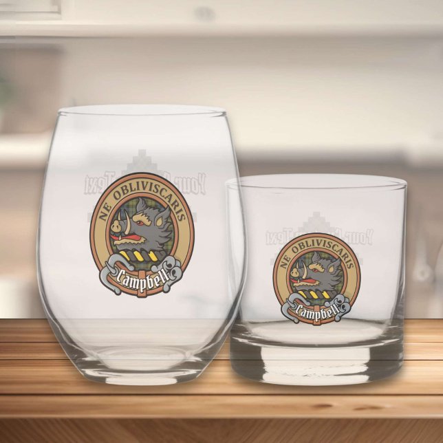Verre À Whisky Campbell Crest sur Tartan (Créateur téléchargé)