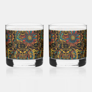Verre À Whisky Captivant Cyan "Aztec Dream" 12oz Tumblers en verr
