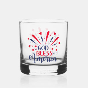 Verre À Whisky Célébration de feux d'artifice patriotiques Dieu b