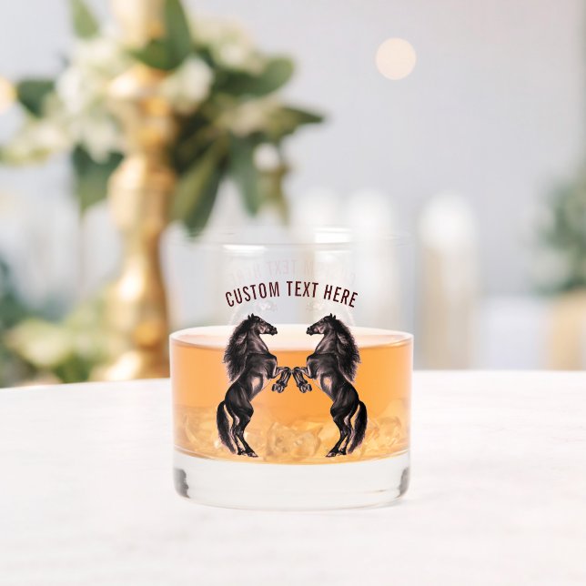 Verre À Whisky Chevaux d'élevage Texte personnalisé (Insitu (Mariage))