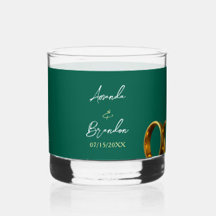 Verre À Whisky Chic Emerald Green Gold Rings Mariage