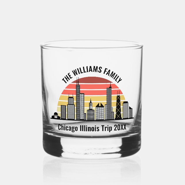 Verre À Whisky Chicago Sunset Customized Trip Souvenir (Recto)