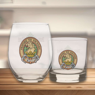 Verre À Whisky Cimier de lion Clan Currie sur Tartan