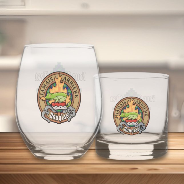 Verre À Whisky Clan Douglas Crest sur Tartan (Créateur téléchargé)