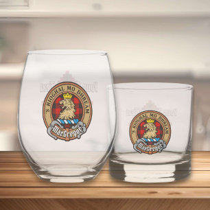 Verre À Whisky Clan Gregor Crest sur Rob Roy Tartan
