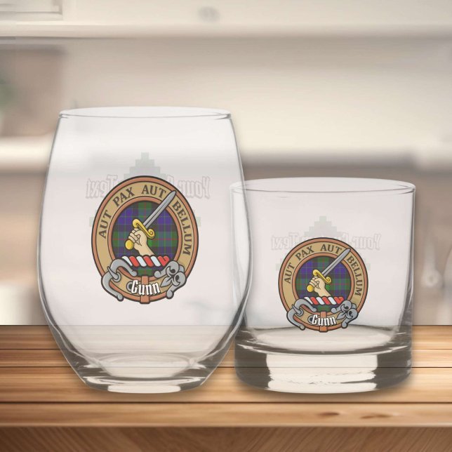Verre À Whisky Clan Gunn Crest sur Tartan (Créateur téléchargé)