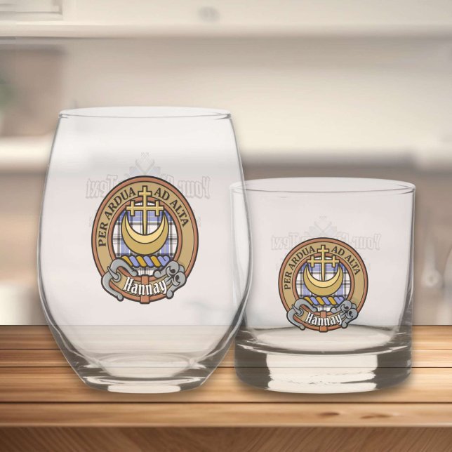 Verre À Whisky Clan Hannay Crest sur Tartan (Créateur téléchargé)