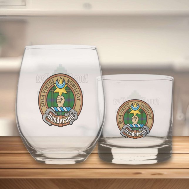Verre À Whisky Clan Henderson Crest sur Tartan (Créateur téléchargé)