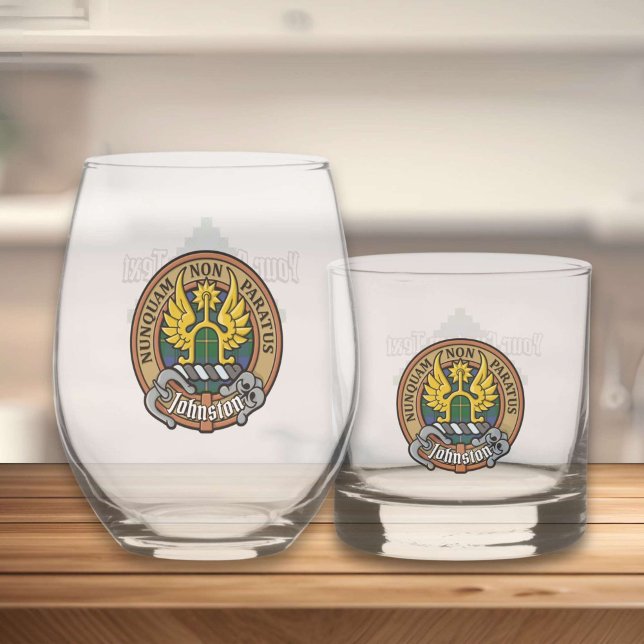 Verre À Whisky Clan Johnston Crest sur Tartan (Créateur téléchargé)