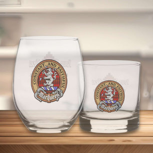 Verre À Whisky Clan MacQueen Crest sur Tartan